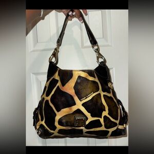 Dooney & Bourke Giraffe Print Shoulder Bag - Black and Tan